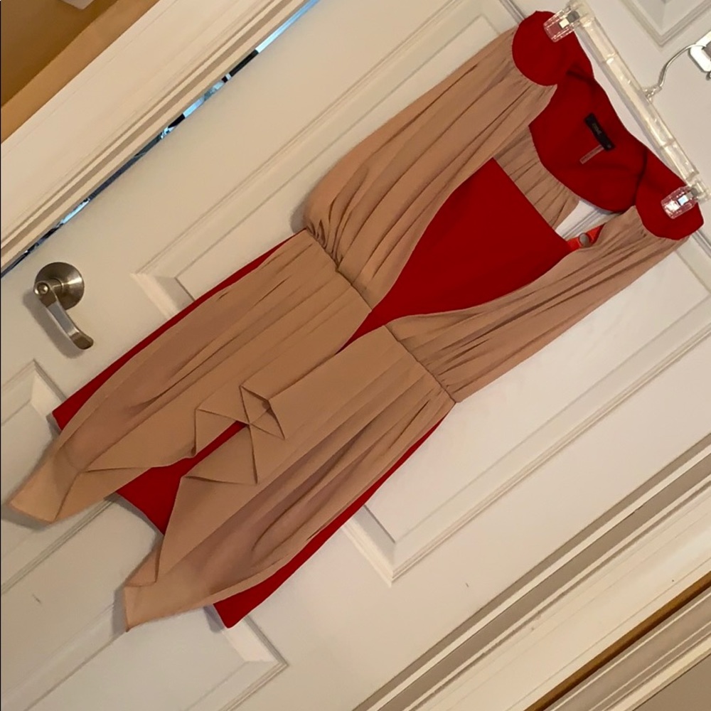 Red & Nude Formal Cocktail Dress